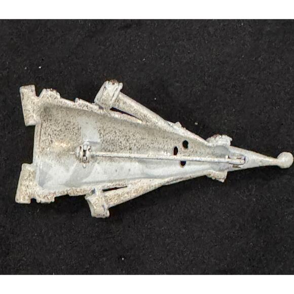 Vintage White Santa Christmas Pin with Rhinestones Holiday Brooch CP125 - Picture 3 of 3